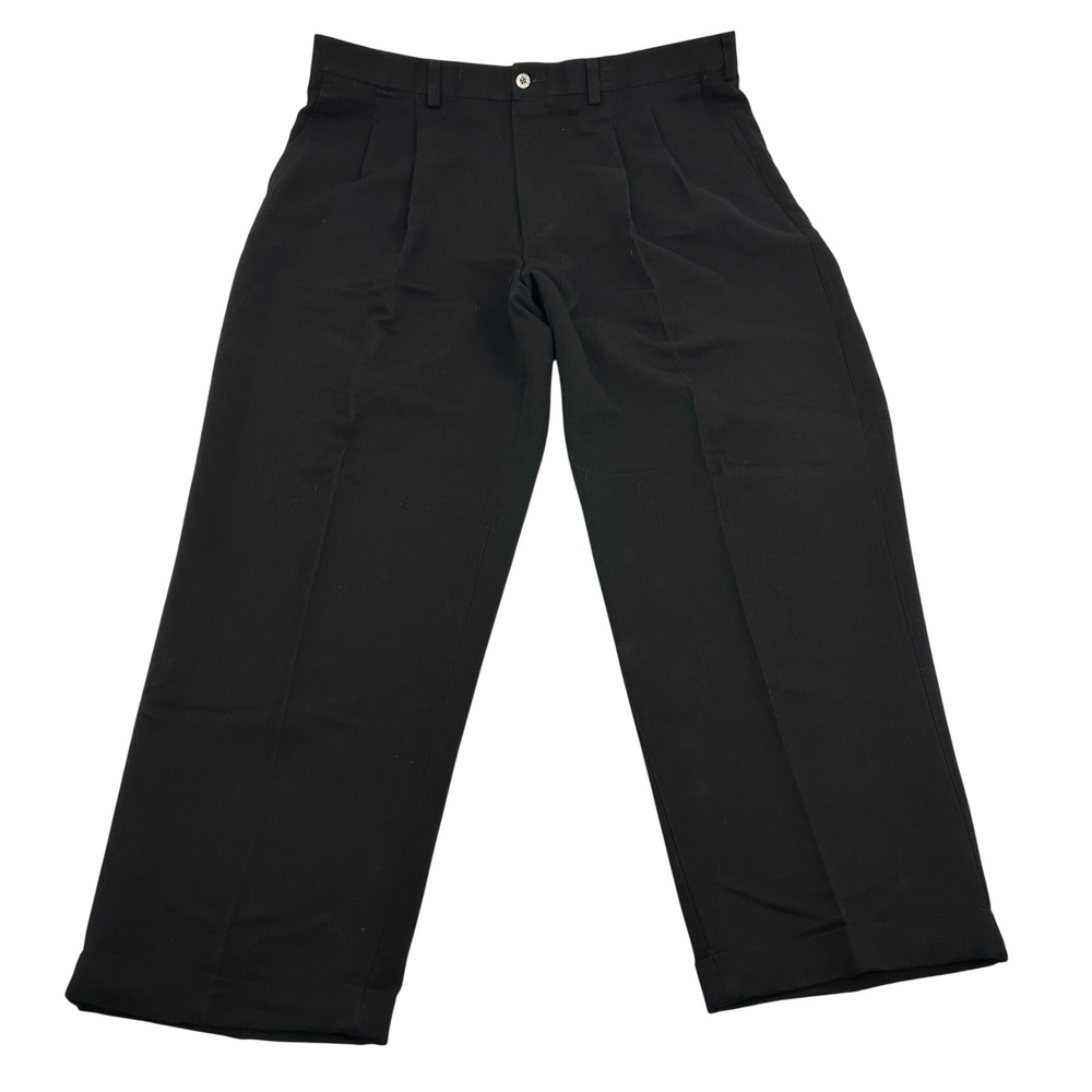 Ping Pants Men 38x30 Black Pleated Cuffed Golf Trousers Slacks